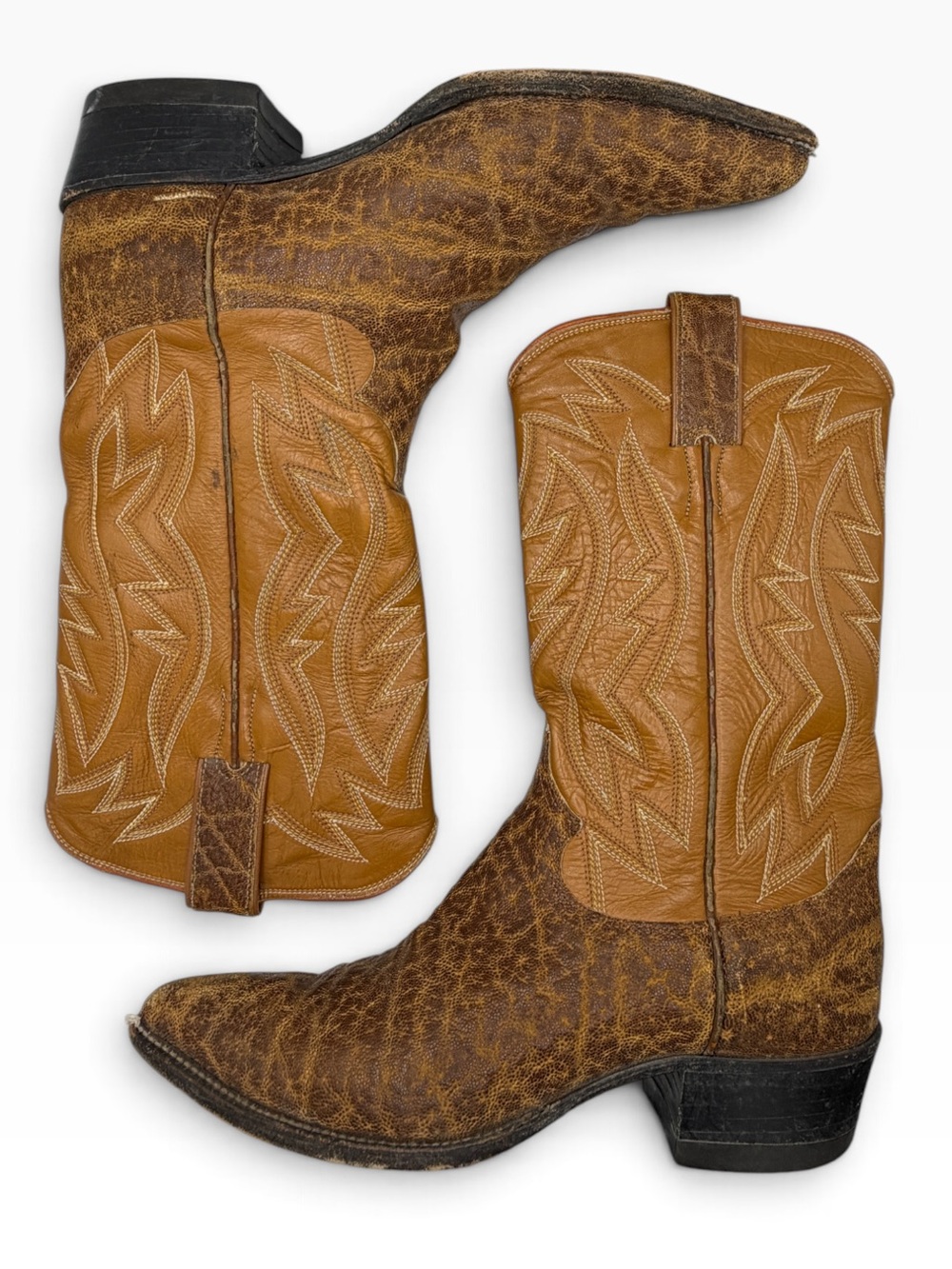 Justin Boots Women’s Two-Tone Brown Tan Western Heeled Cowboy Boots - Size 6.5